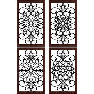 4 Pieces Thicken Rustic Wall Decor Modern Farmhouse Wall Art Decor Wooden Hollow